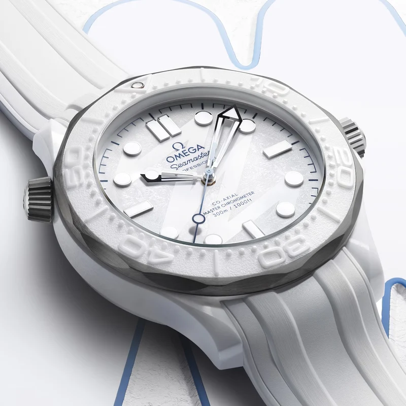 Seamaster Diver 300M Milano Cortina 2026 43.5mm - White on Rubber Strap