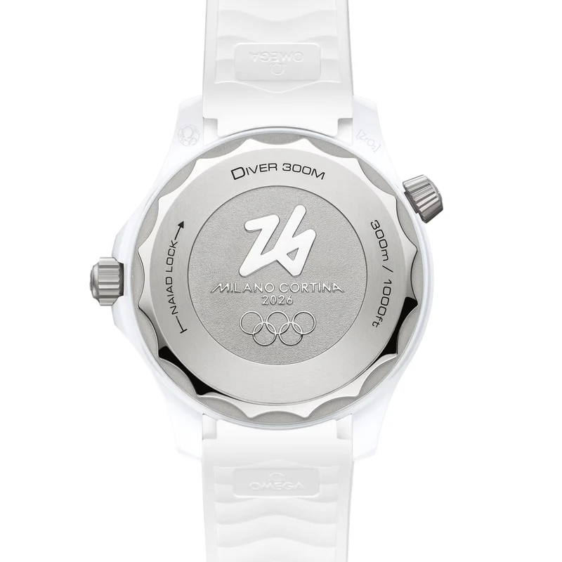 Seamaster Diver 300M Milano Cortina 2026 43.5mm - White on Rubber Strap