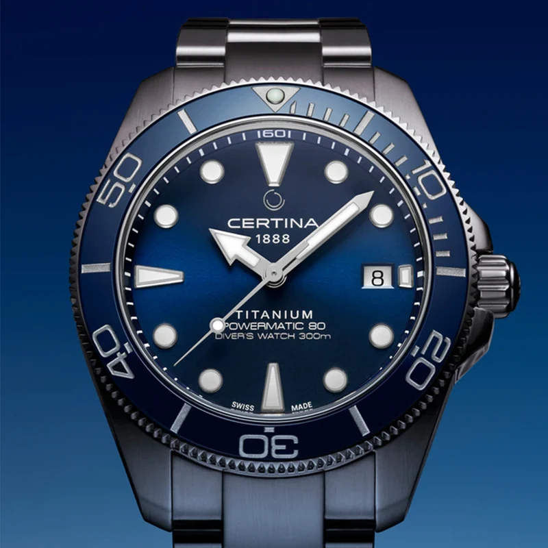 DS Action Diver "New DS Concept Extreme Shock Resistance" Titanium 40.5mm - Blue on Bracelet