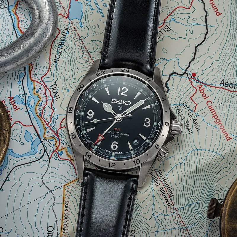SPB379 Prospex Alpinist GMT 39.5mm - Black on Leather Strap