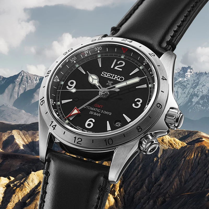 SPB379 Prospex Alpinist GMT 39.5mm - Black on Leather Strap