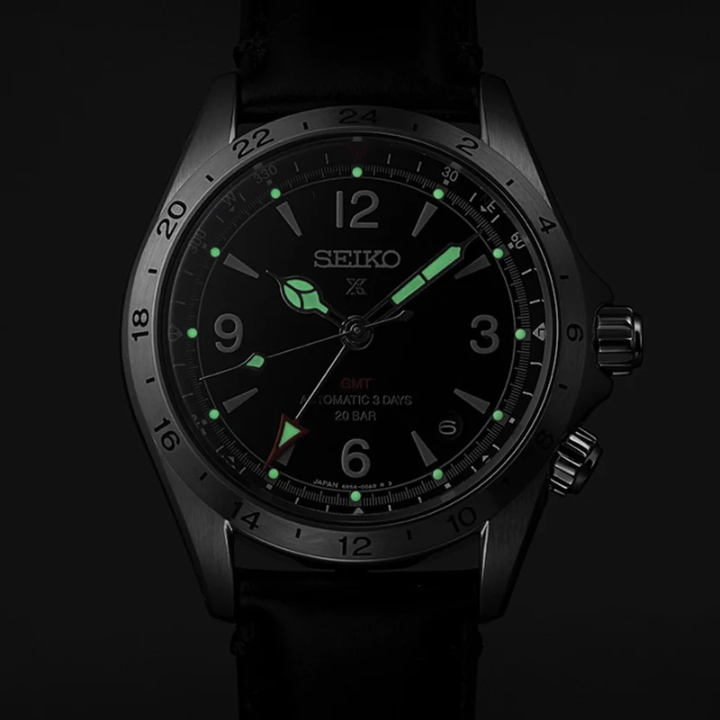 SPB379 Prospex Alpinist GMT 39.5mm - Black on Leather Strap