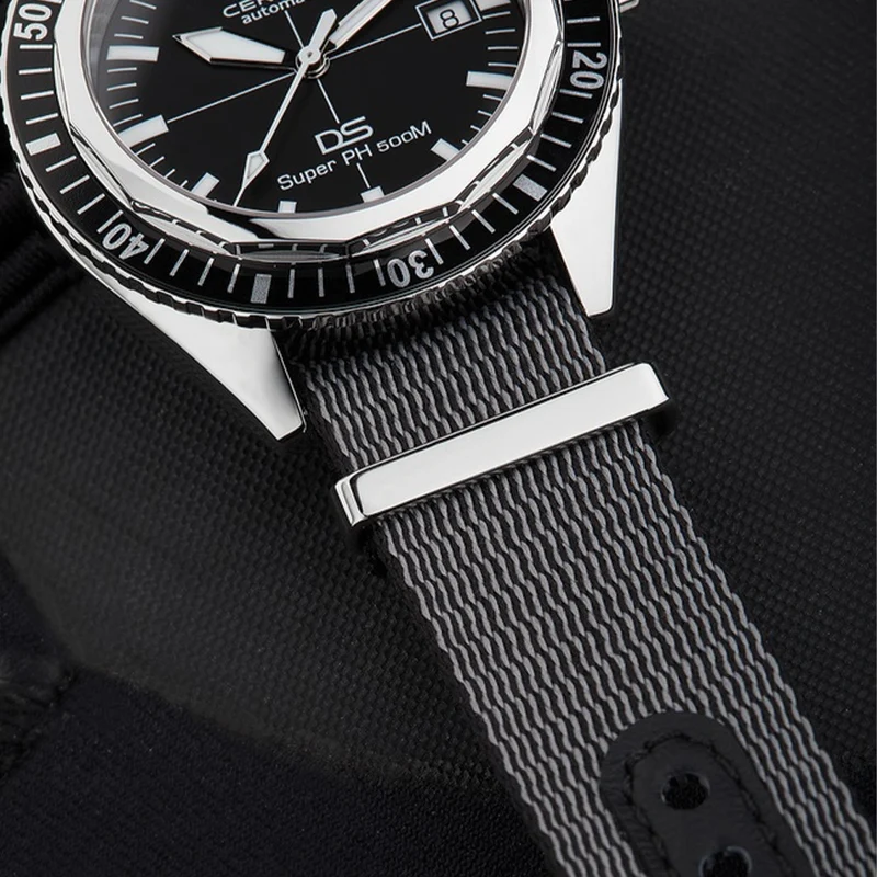 DS Super PH500M 43mm - Black on One-Piece Nylon Strap