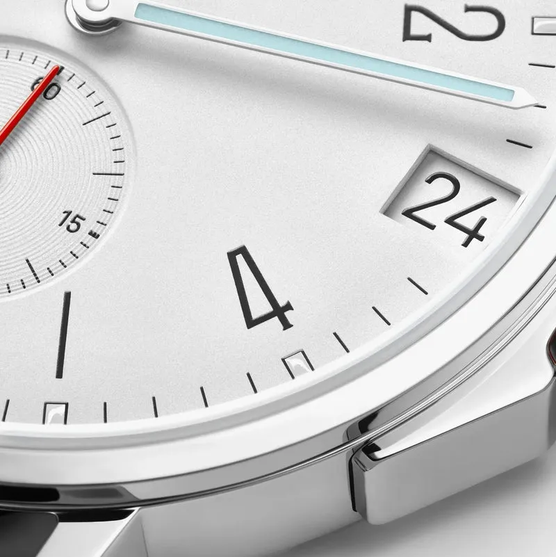 Ahoi Neomatik Sapphire Back 38mm - White Silver-Plated on Fabric Strap