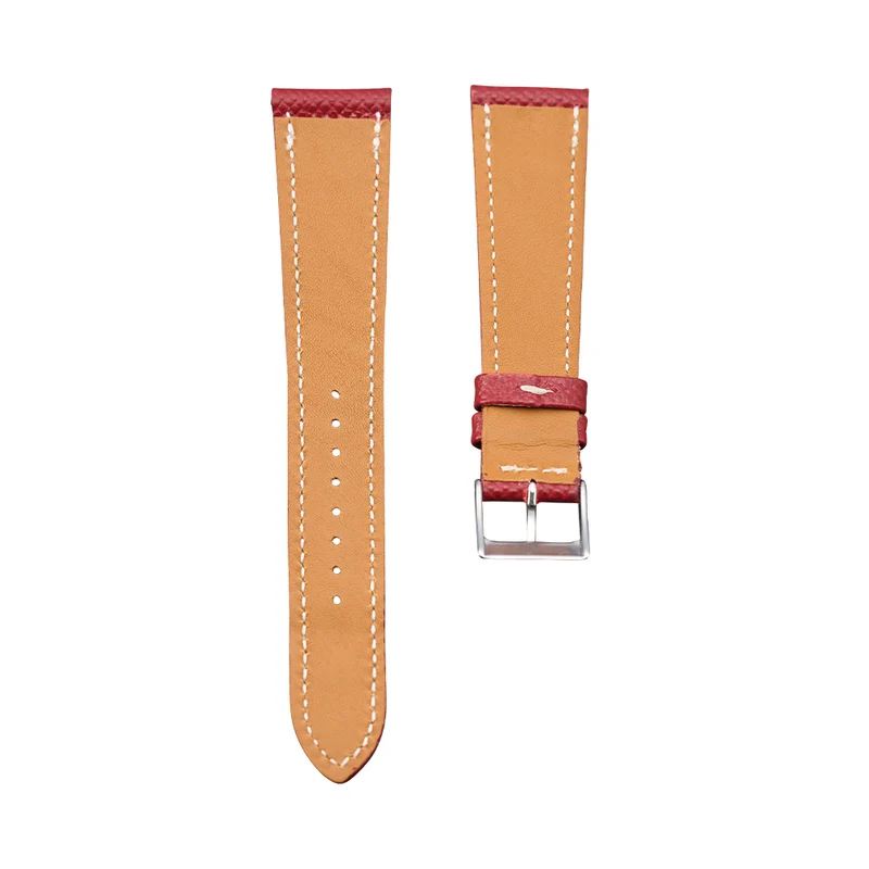 Red Textured Calf Leather Strap