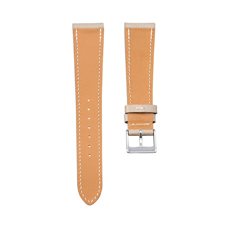 Beige Textured Calf Leather Strap