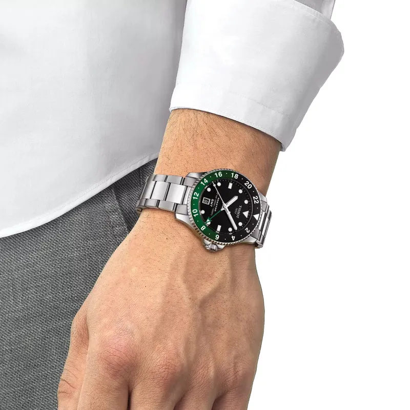Seastar 1000 GMT Quartz 40mm - Black w/ Green/Black Bezel on Bracelet
