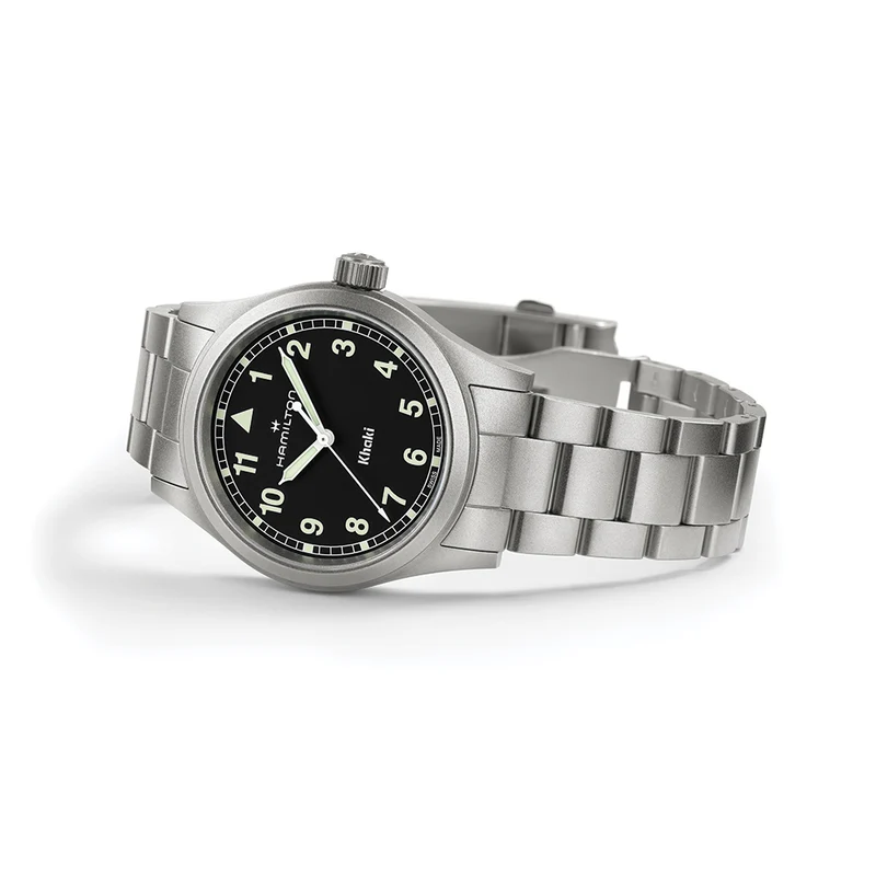 Khaki Field Quartz 38mm - Black w/ White Numerals on Bracelet