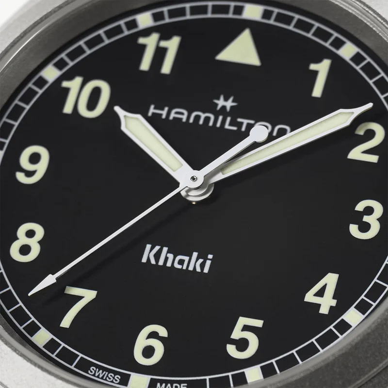 Khaki Field Quartz 38mm - Black w/ White Numerals on Bracelet