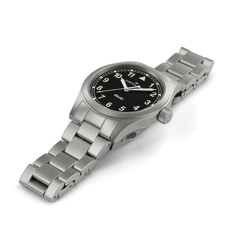 Khaki Field Quartz 38mm - Black w/ White Numerals on Bracelet