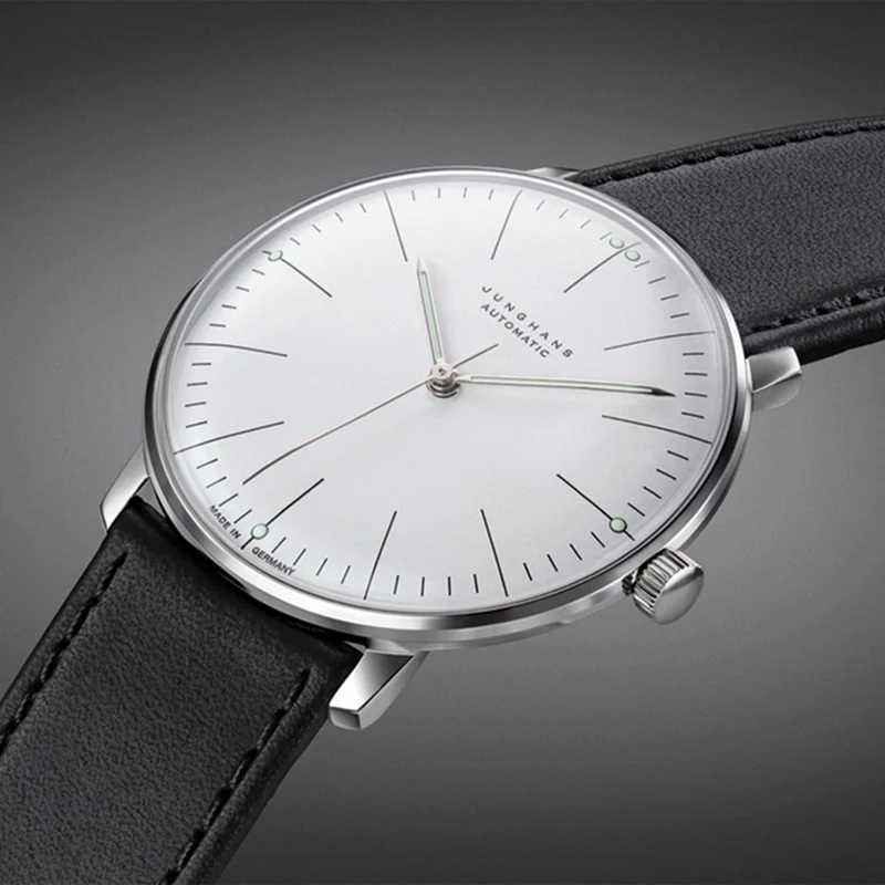 Max Bill Automatic Sapphire Crystal 38mm - White on Leather Strap
