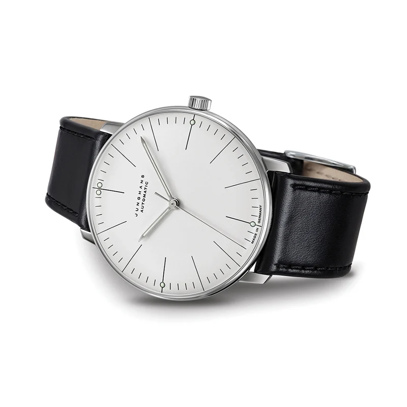 Max Bill Automatic Sapphire Crystal 38mm - White on Leather Strap