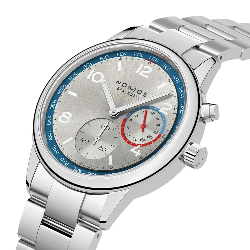 Club Sport Neomatik Worldtimer 40mm - Silver and Blue on Bracelet