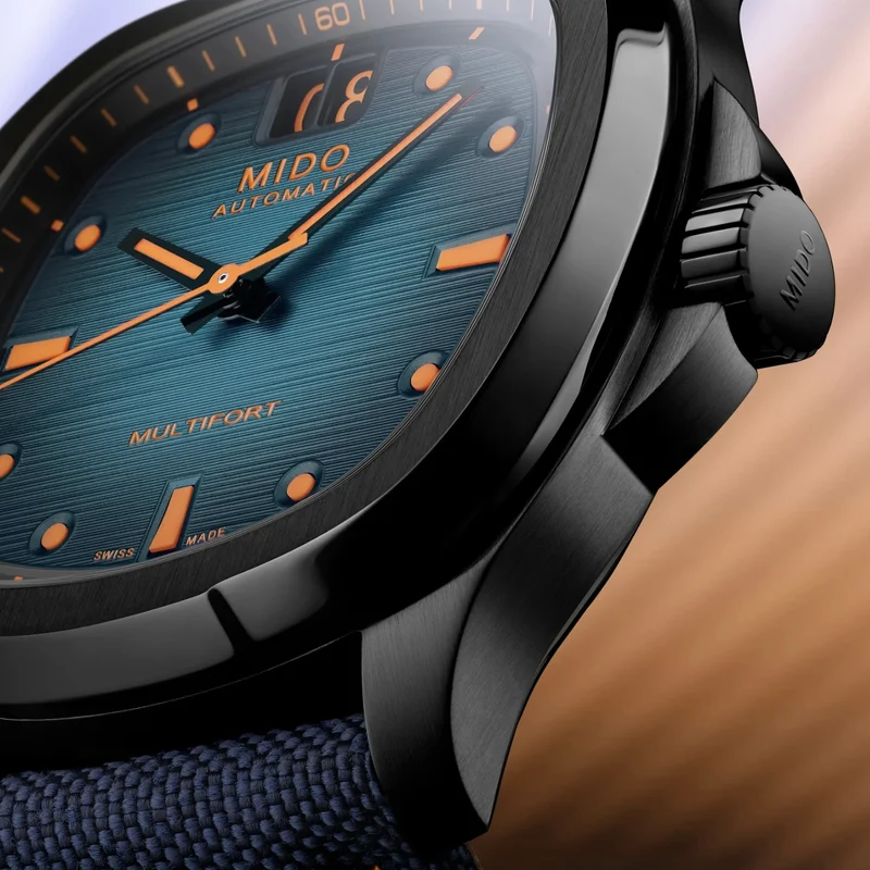 Multifort TV Big Date Black PVD Automatic 40mm - Blue on Fabric Strap