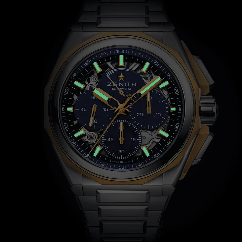 DEFY Extreme Lapis Lazuli Chronograph 45mm - Blue w/ Yellow Gold Accents on Bracelet and 2 Additional Straps