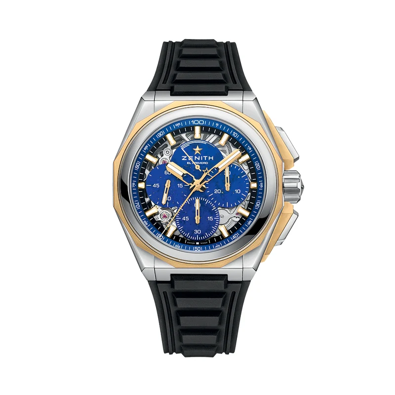 DEFY Extreme Lapis Lazuli Chronograph 45mm - Blue w/ Yellow Gold Accents on Bracelet and 2 Additional Straps