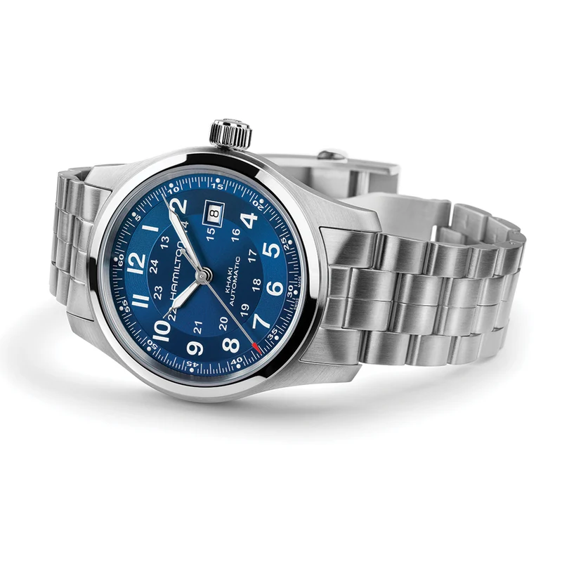 Khaki Field Auto Date 42mm - Blue on Bracelet