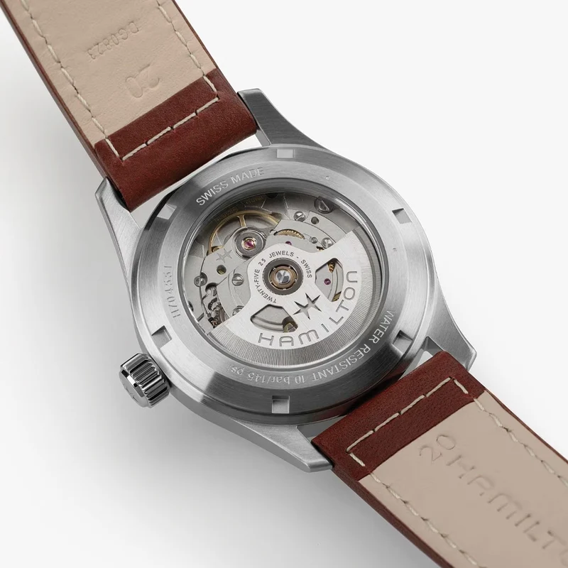 Khaki Field Auto Date 42mm - Blue on Leather Strap