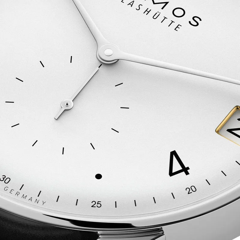 Minimatik Date 39mm - White Silver-Plated on Leather Strap