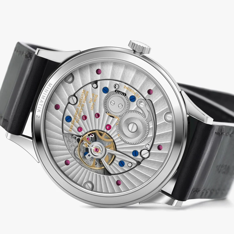 Minimatik Date 39mm - White Silver-Plated on Leather Strap