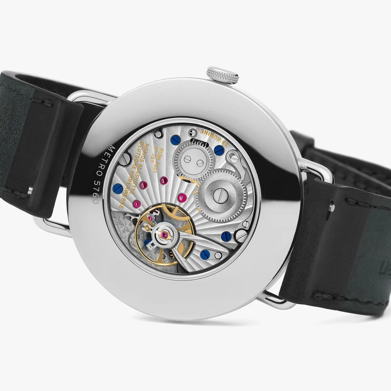 Metro Date 38mm - White Silver-Plated on Leather Strap