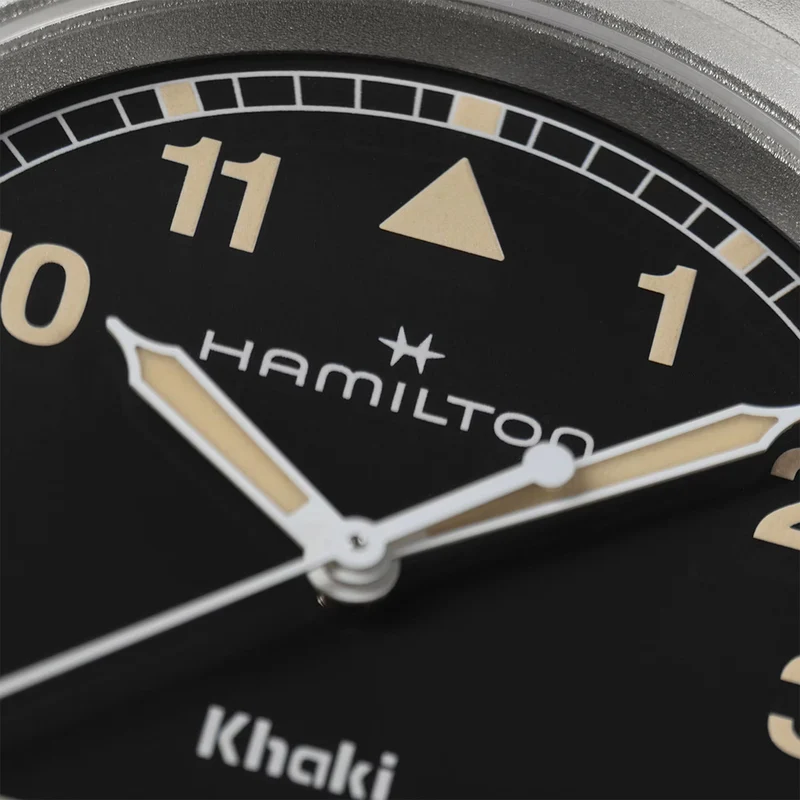 Khaki Field Quartz 38mm - Black w/ Yellow/gold Numerals on Bracelet