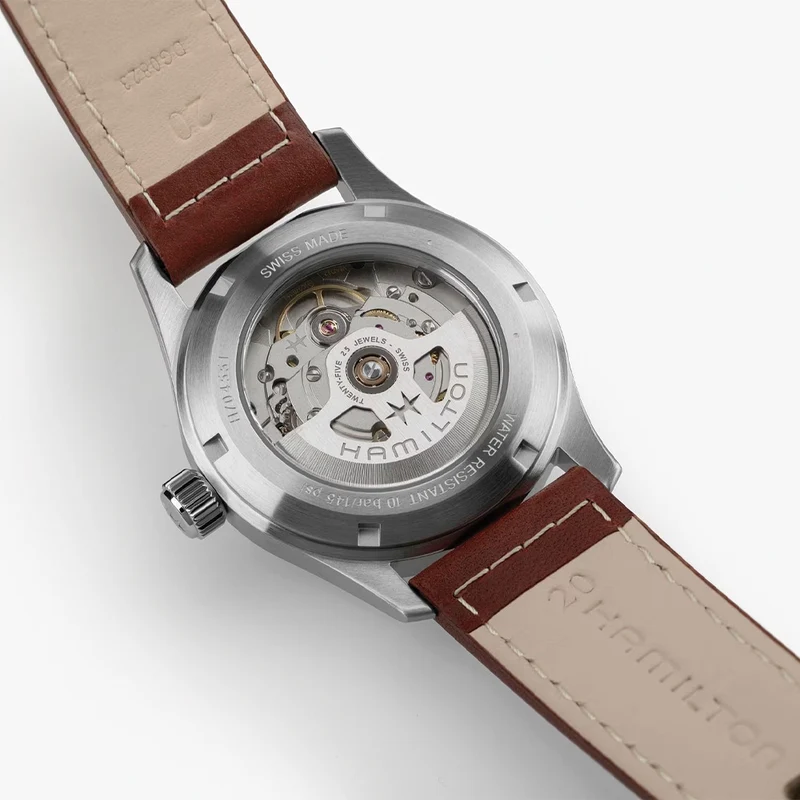 Khaki Field Auto Date 38mm - Green on Leather Strap