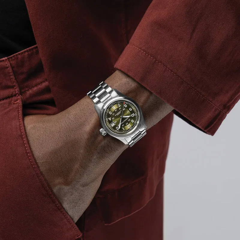 Khaki Field Auto Date 38mm - Green on Bracelet