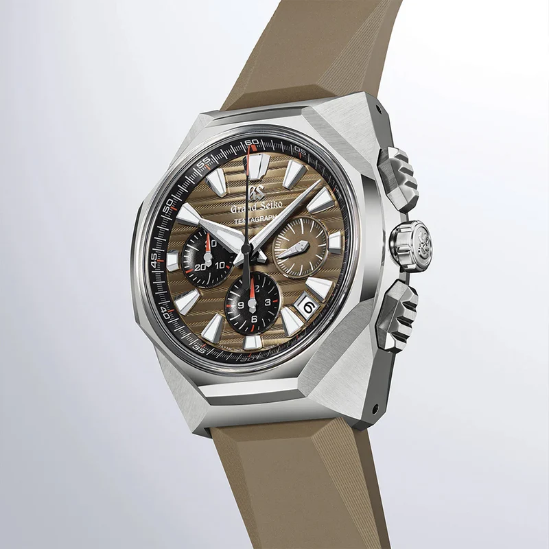 SLGC009 "Tokyo Lion" Sport Tentagraph Brilliant Hard Titanium 43mm - Brown on Rubber Strap