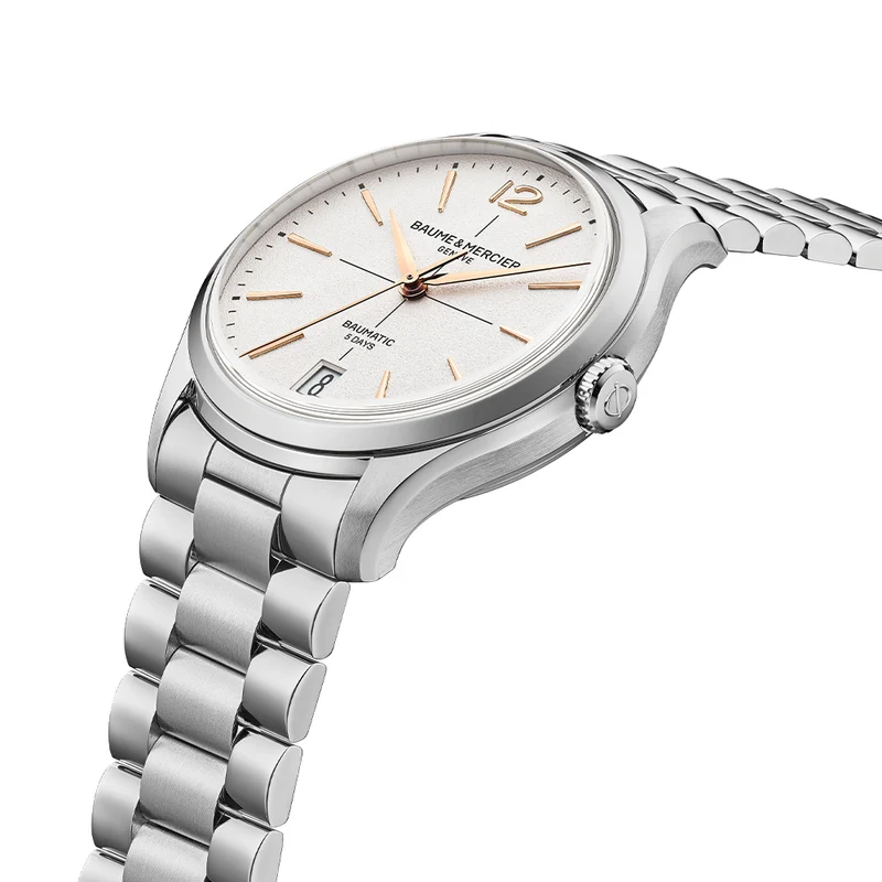 Clifton Round Baumatic 39mm - White on Bracelet