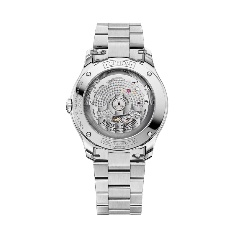Clifton Round Baumatic 39mm - White on Bracelet