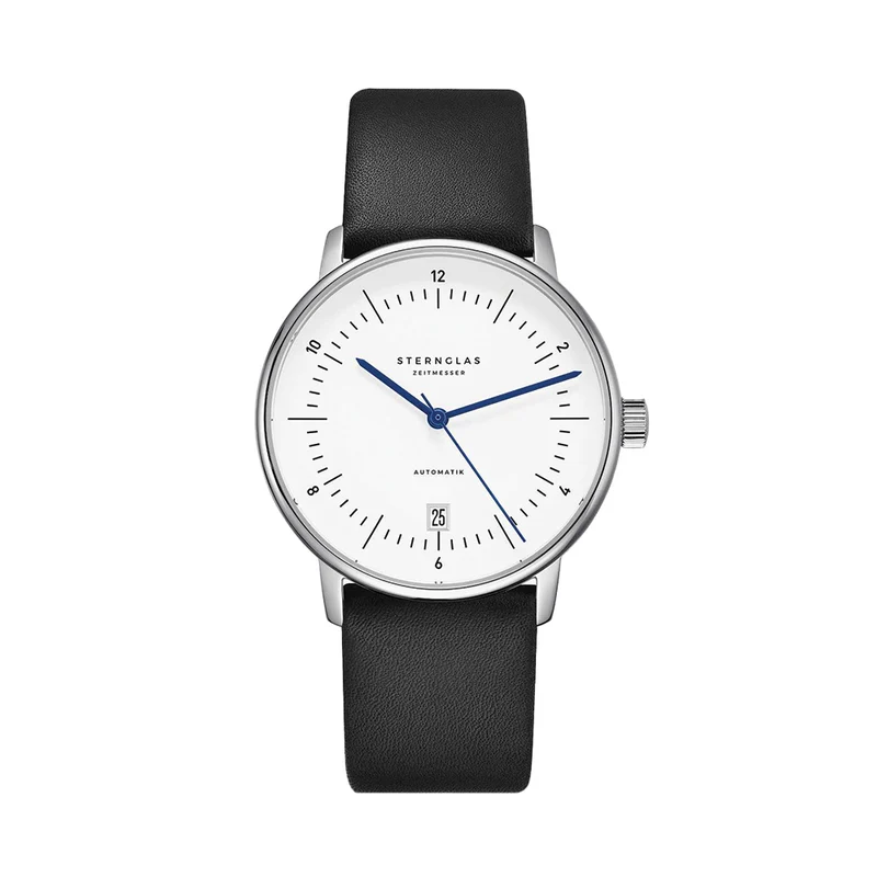 Naos Automatic 38mm - White on Black Leather Strap