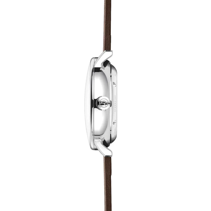 Naos Automatic 38mm - White on Dark Brown Leather Strap
