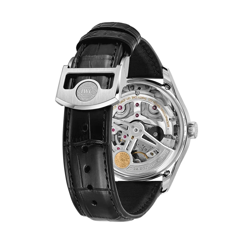 Portugieser Automatic Gold Accents 42mm - Silver-Plated on Leather Strap