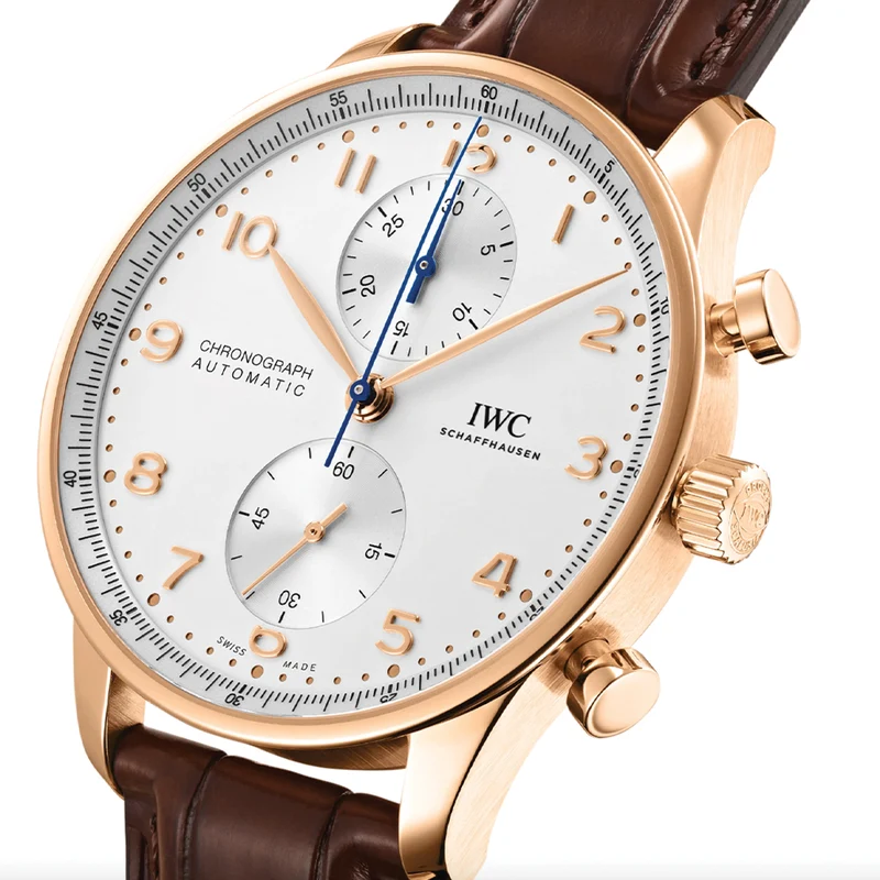 Portugieser Chronograph 18K 5N Gold Case 41mm - Silver-Plated on Leather Strap
