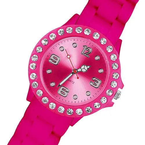 Bunte Silikon Armbanduhr mit Kristallen
