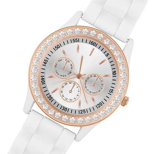 Damen Uhr Designer Silikon Arrmbanduhr mit Kristallen