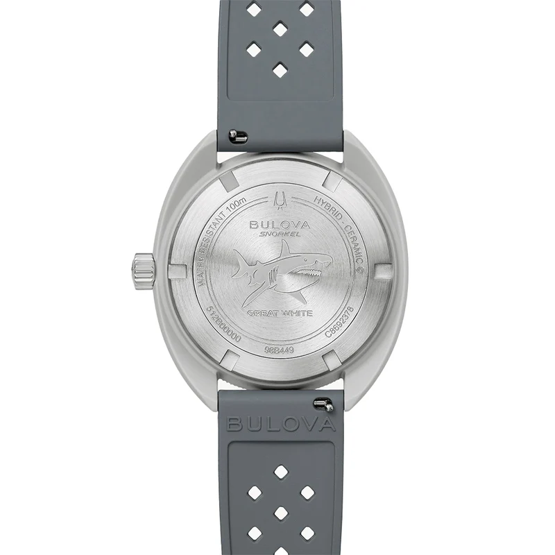 Snorkel Great White Shark 41mm - White on Rubber Strap