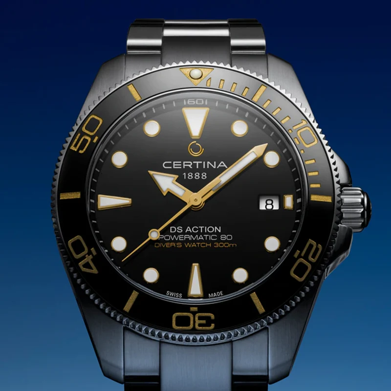 DS Action Diver "New DS Concept Extreme Shock Resistance" 40.5mm - Black on Bracelet