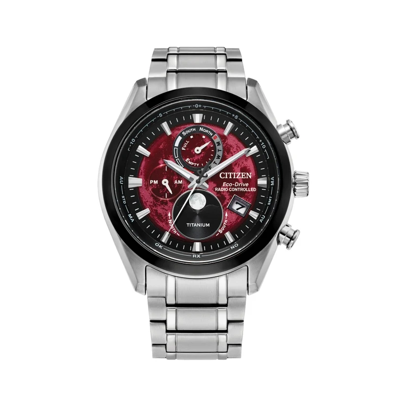 Tsuki-yomi A-T Sport Luxury H874 Eco-Drive 43mm - Red on Bracelet