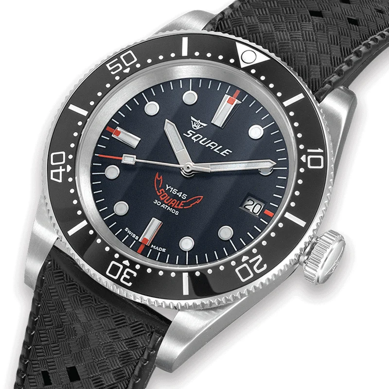 1545 Steel 40mm - Black on Rubber Strap