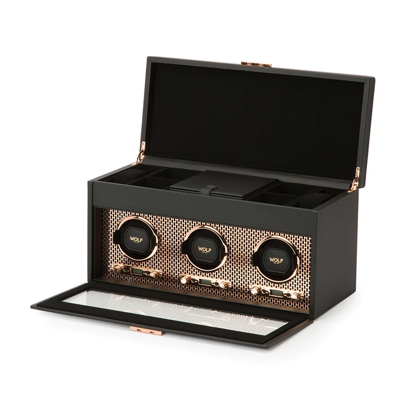 Axis Triple Watch Winder With Storage - Copper