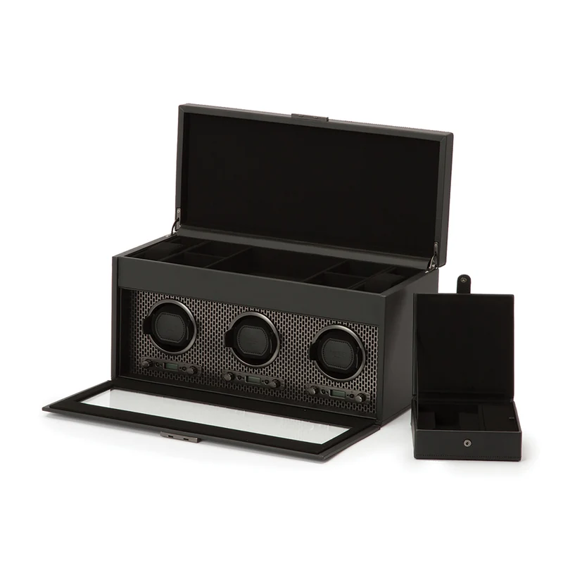 Axis Triple Watch Winder With Storage - Power Coat