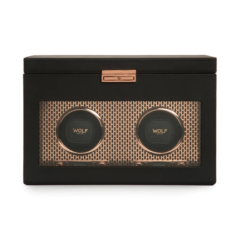 Axis Double Watch Winder With Storage - Copper