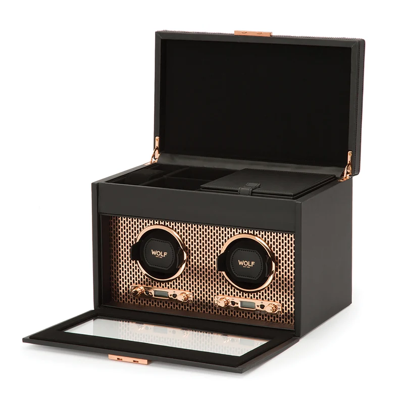 Axis Double Watch Winder With Storage - Copper