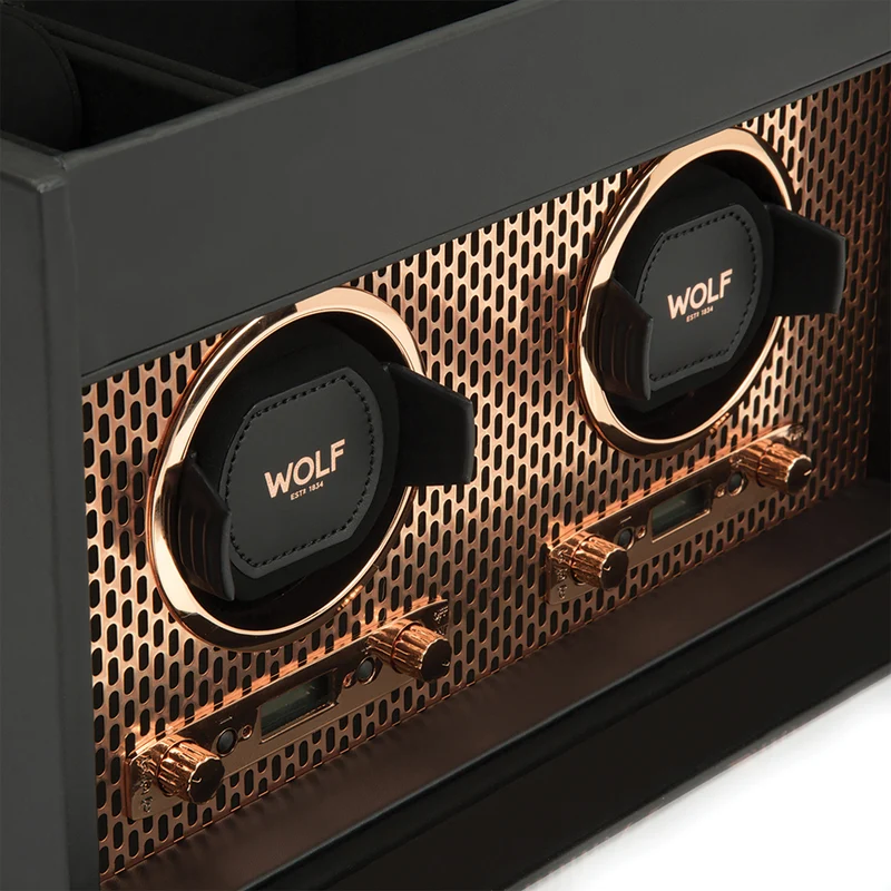 Axis Double Watch Winder With Storage - Copper