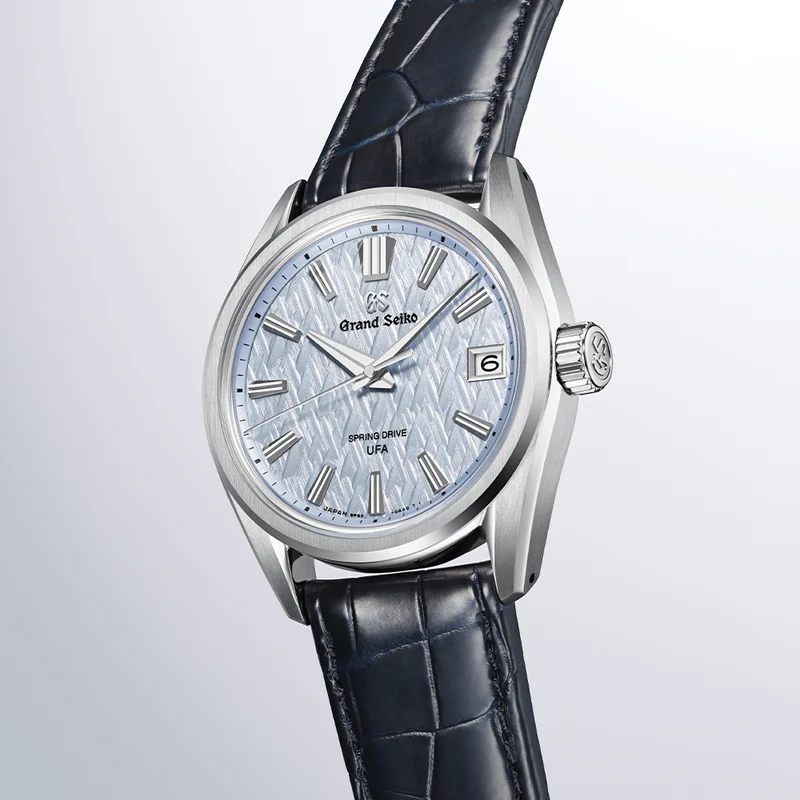 SLGB001 Evolution 9 Spring Drive UFA Platinum 950 37mm - Light Blue on Leather Strap