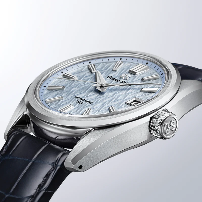 SLGB001 Evolution 9 Spring Drive UFA Platinum 950 37mm - Light Blue on Leather Strap