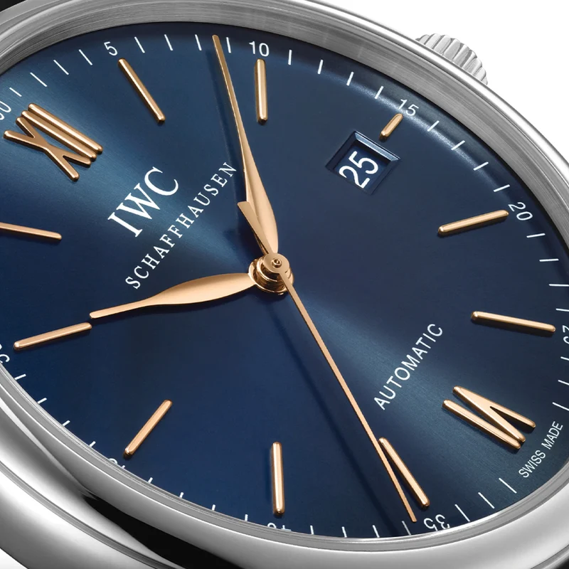 Portofino Automatic Gold Accents 40mm - Blue on Leather Strap