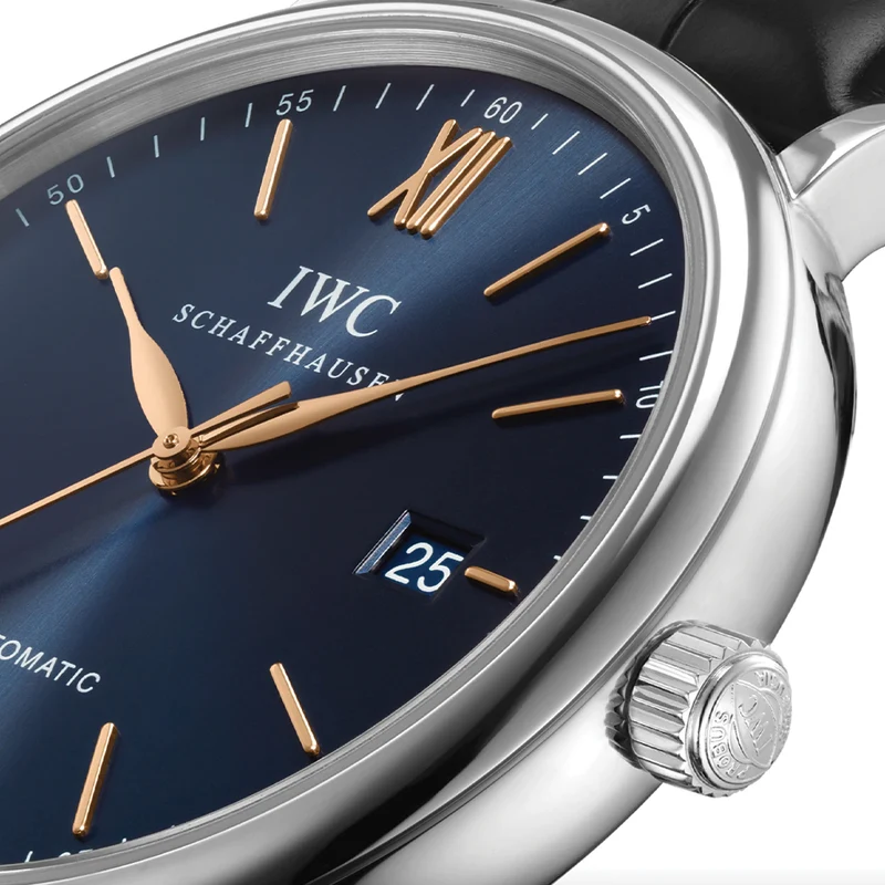 Portofino Automatic Gold Accents 40mm - Blue on Leather Strap